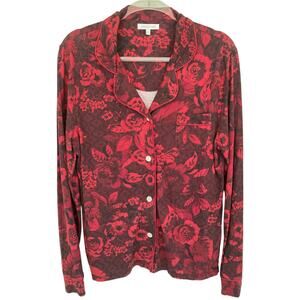 Johnny Was Pajama Shirt Sz S Floral Print Button Up Long Sleeve Floral Cozy